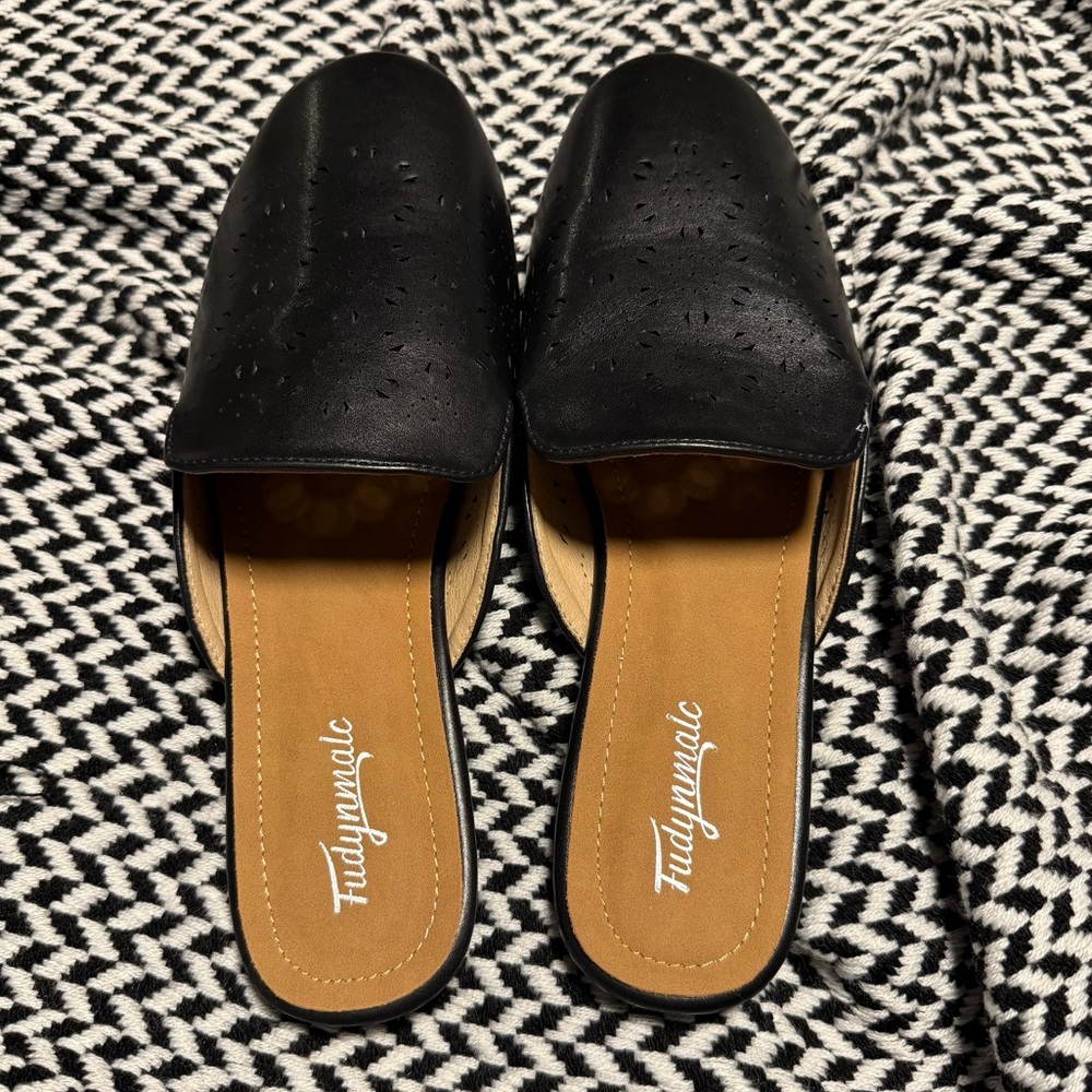 Vegan Leather Perforated Mules